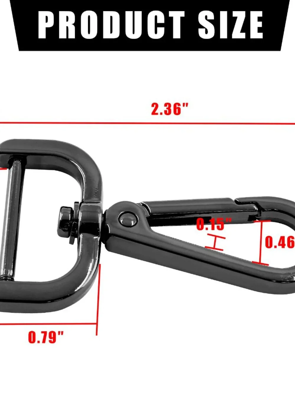 Litoexpe 4-Pack Detachable Snap Hook Swivel Clasp with 1 Inch Screw Bar, Black H